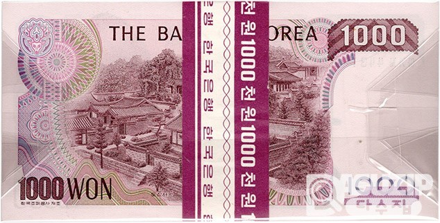 1983년 나 1000원(2차) 양성기호 '아가자 44..' 100장 관봉 다발/ 미사용품