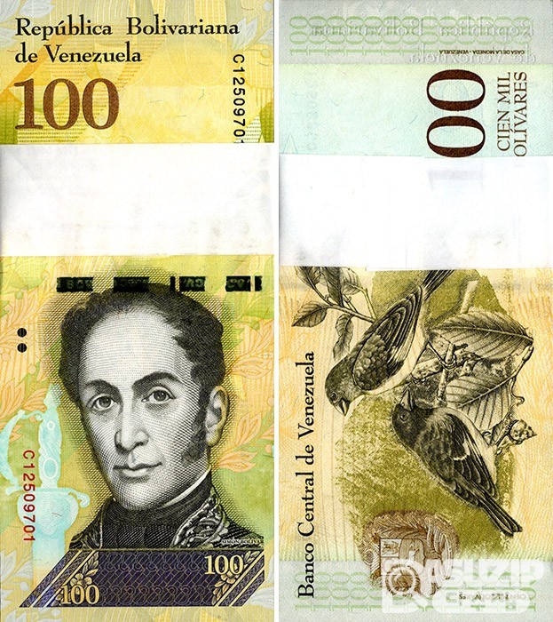 2017년 베네수엘라 10만 볼리바레스 다발/ 미사용품