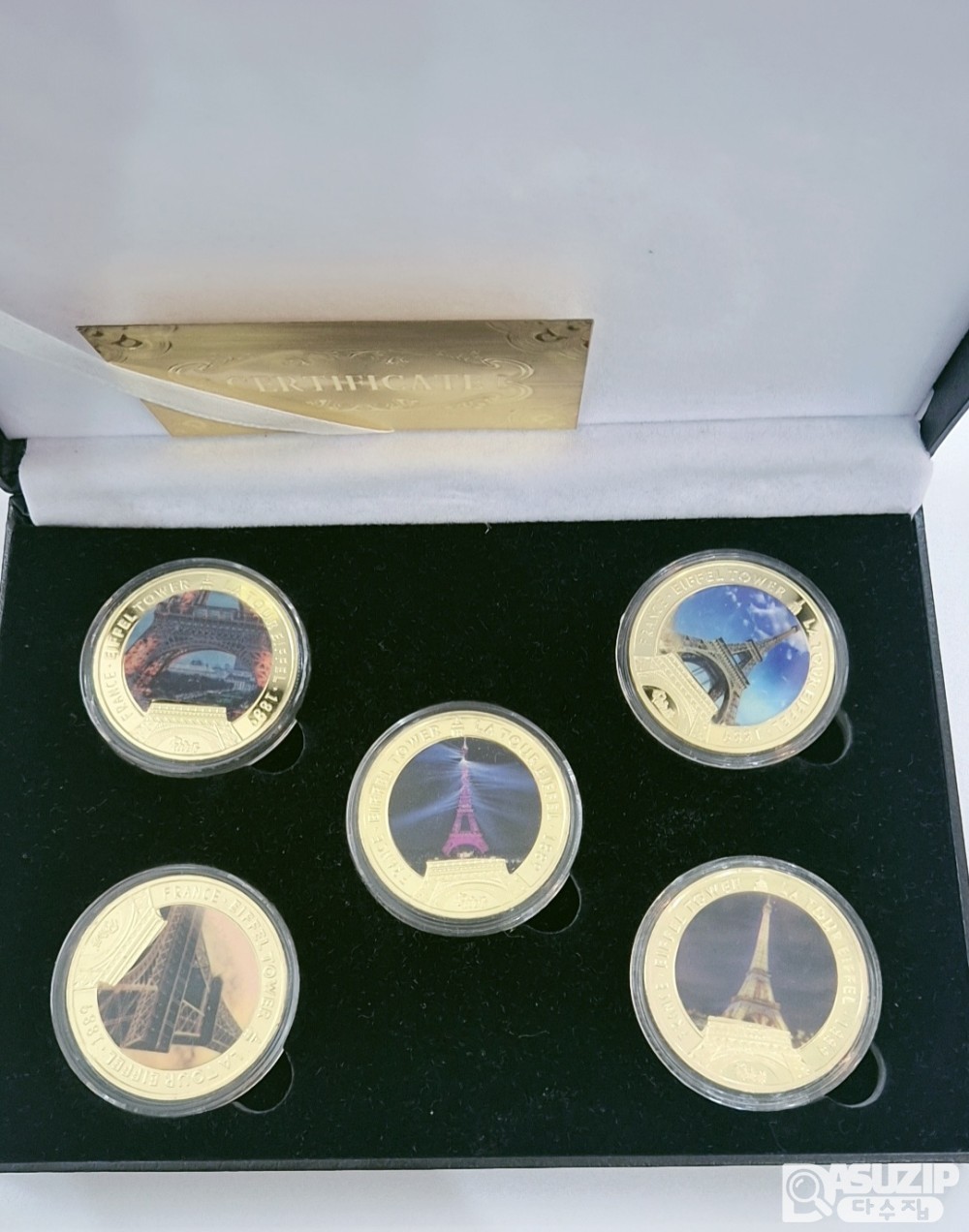 기념주화: 24K 금도금 에펠탑 기념주화 컬랙션 5종세트  1,000개 한정판, 진품인증서