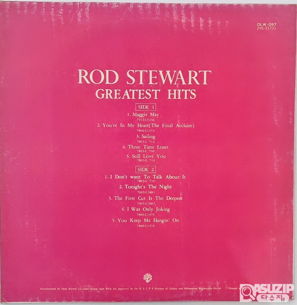 1979년에 워너 브라더스 레코드에서 발매된 Rod Stewart의 앨범 'Greatest Hits'