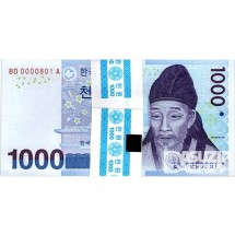 2007년 다 1000원(3차)권 100장 관봉 다발- 준솔리드, 로테이터 노트 0000801~ / 미사용품