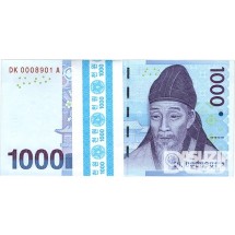 2007년 다 1000원(3차)권 100장 관봉 다발- '0009000' 일봉레이더 포함 / 미사용품