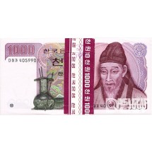 1983년 나 1000원(2차) 양성기호 '다자가 40..' 100장 관봉 다발/ 미사용품