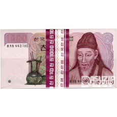 1983년 나 1000원(2차) 양성기호 '아가자 44..' 100장 관봉 다발/ 미사용품