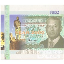 2000년 피지 밀레니엄기념 2달러 2매 연결권첩/ 미사용품