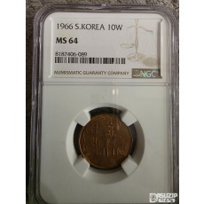 그레이딩 주화: 초년도 10원 NGC 64등급 상태 좋습니다.