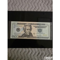 누드 지폐: 특이번호 : 20달러 지그재그 번호 92 92 92 92 완전미사용